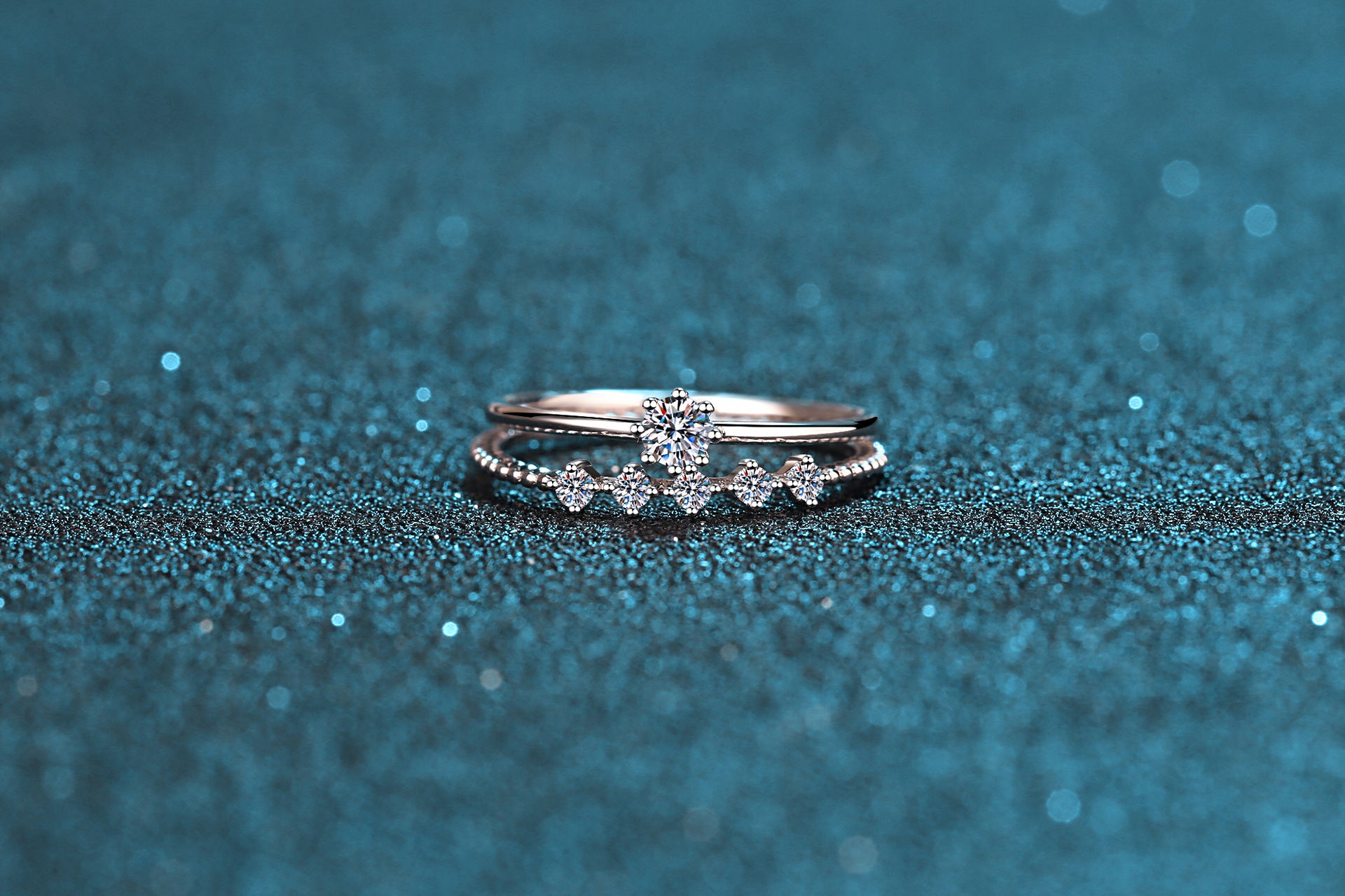 Sterling Silver Plated Moissanite Ring Eight Claw Couple Rings Diamond Ring